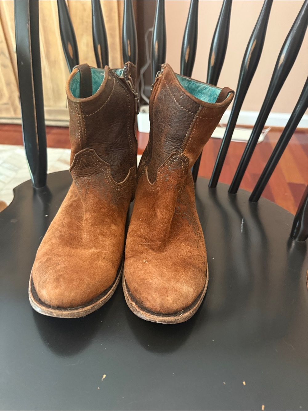 Corral Brown Suede & Dark Brown Leather Ankle Cowboy Boots
